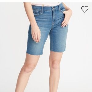 Women's Slim Cut-off Blue Denim 9-Inch Bermuda Shorts